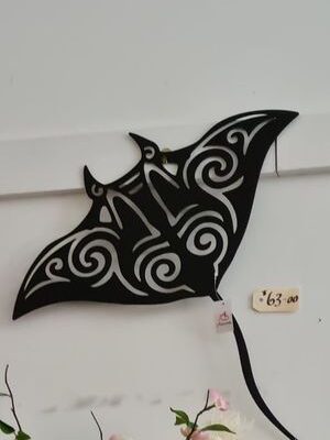Metal Black Stingray Wall Hanging