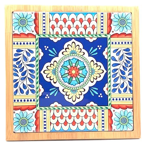 Bamboo with Tile Inlay Trivet 22 x 22cm