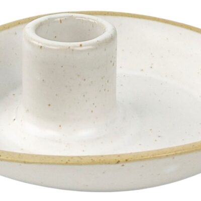 Ceramic Single Candle Holder White - 4cm