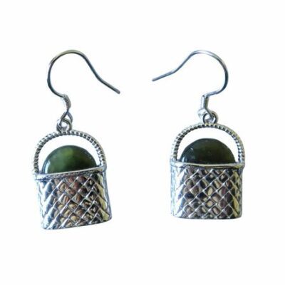 Stirling Silver Kete Earrings with NZ Greenstone