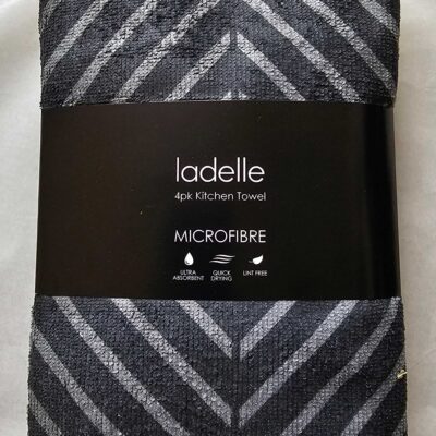 Ladelle Microfibre 4pack Kitchen Towels Charcoal or Taupe
