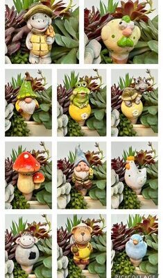 Ceramic Farm Garden Spikes 12 Asst