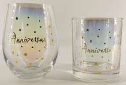 Anniversary Scotch & Stemless Set 25th; 40th; 50th and Anniversary