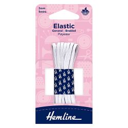 Elastic 5m Braided White 3mm / 9mm